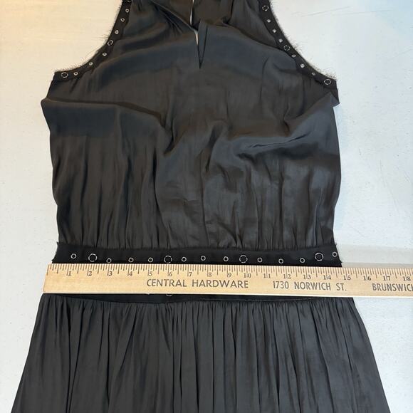 Ramy Brook Mannie Silky Drop Waist Dress Grommet Details Sz S* Black Grunge - Picture 13 of 14